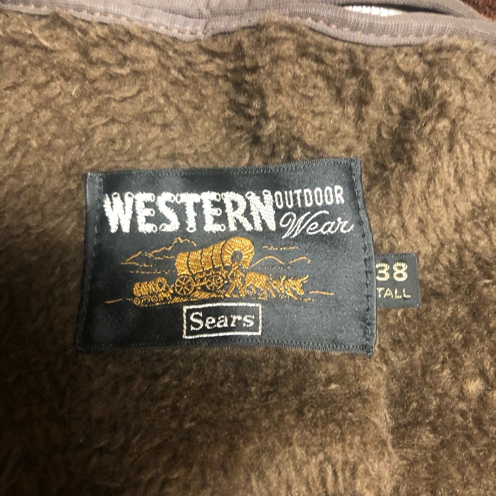 Vintage mens brown leather western outdoor wear jacket size 38 tall by Sears - Picture 7 of 13